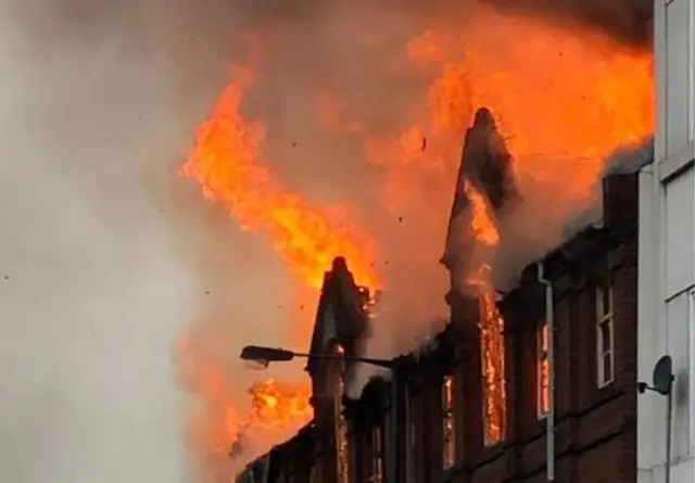 The fire at the derelict factory in Walsall