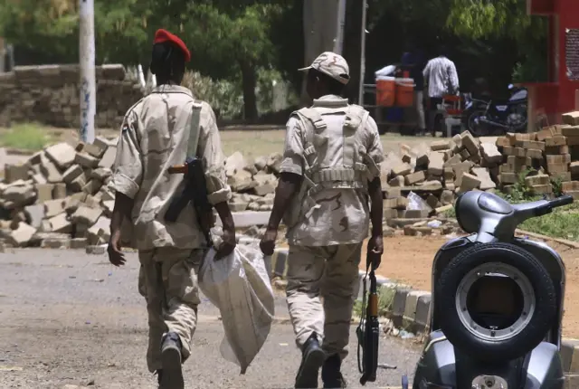 RSF military personnel patrolling the streets of Khartoum