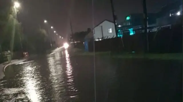 A flooded road