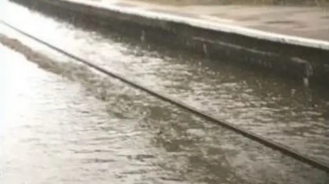 Flooded railway line