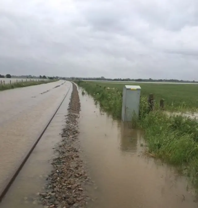 Flooded railway line