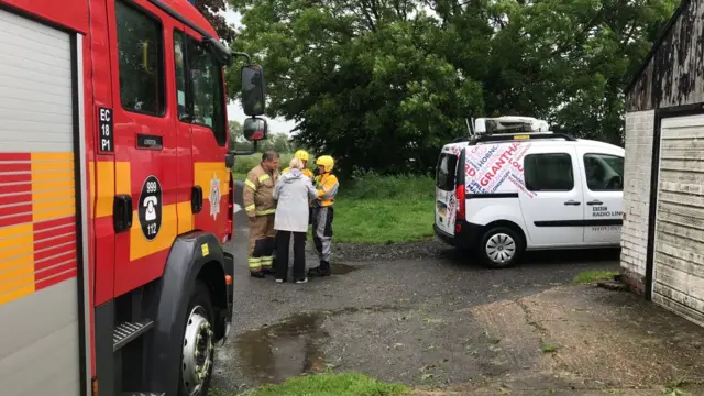 Jean chats to firefighters