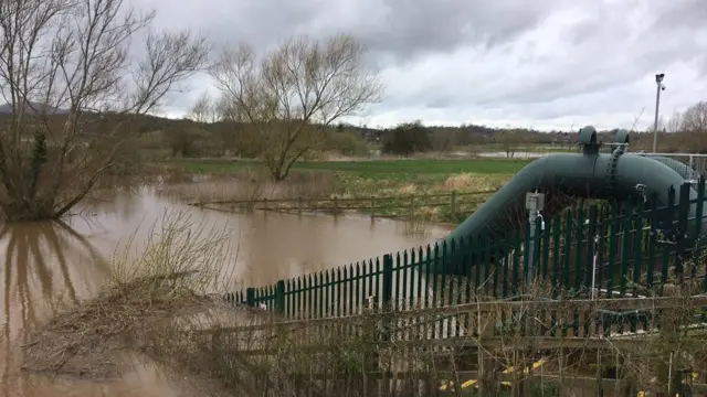 The flood defences in Kempsey in 2018