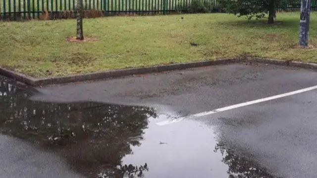 Water pooled in car park