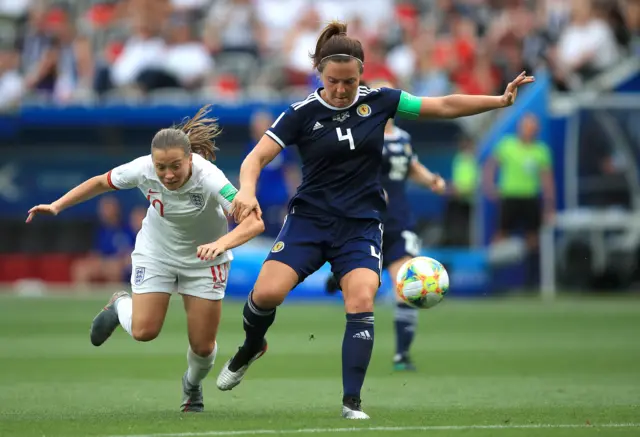 Scotland captain Rachel Corsie in action against England