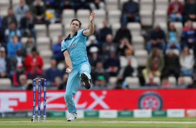 Chris Woakes in action