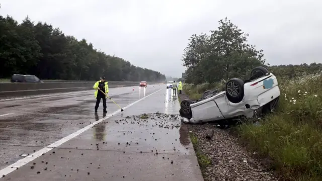 Overturned car