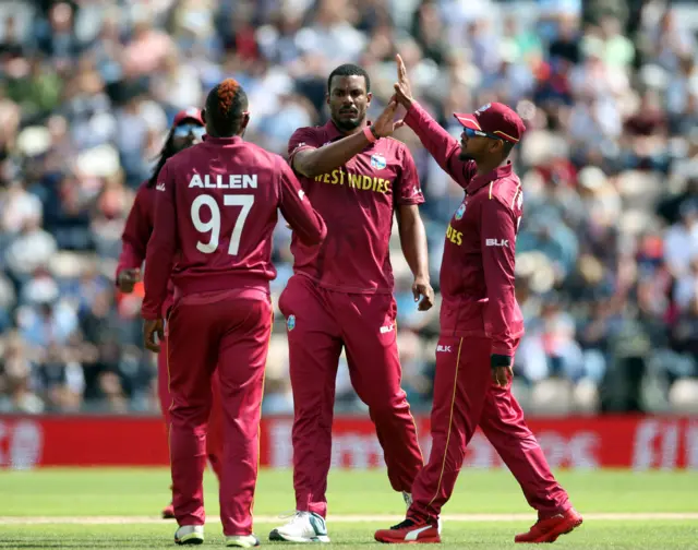 Shannon Gabriel celebrates dismissing Jonny Bairstow