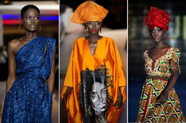 A composite image of models during Dakar Fashion Week