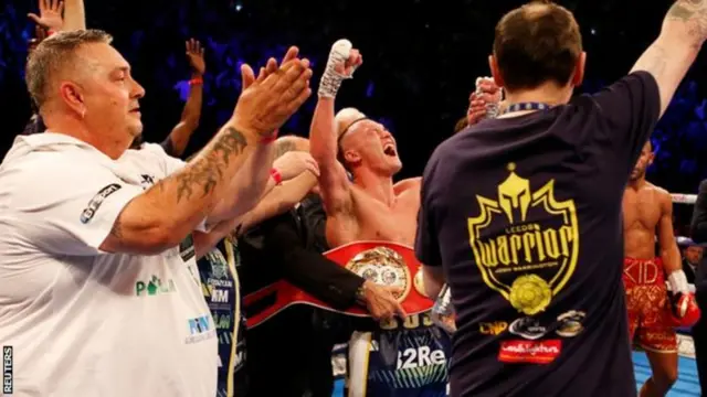 Josh Warrington celebrates