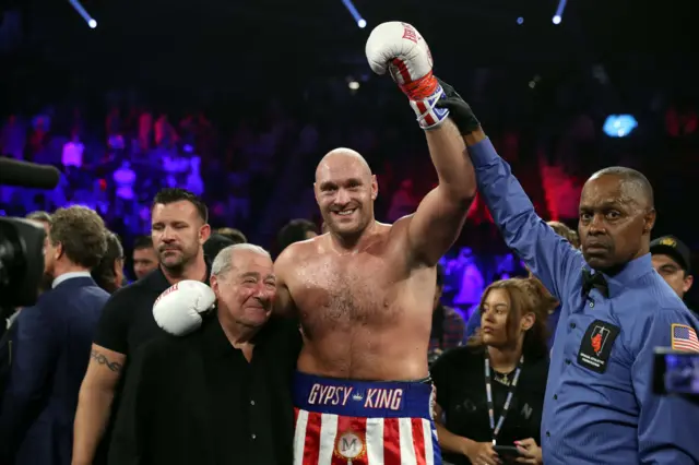 Tyson Fury celebrates