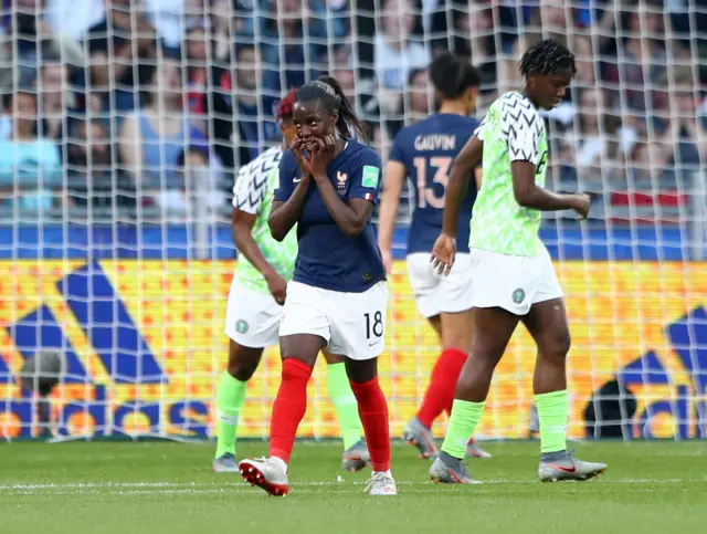 Viviane Asseyi of France reacts