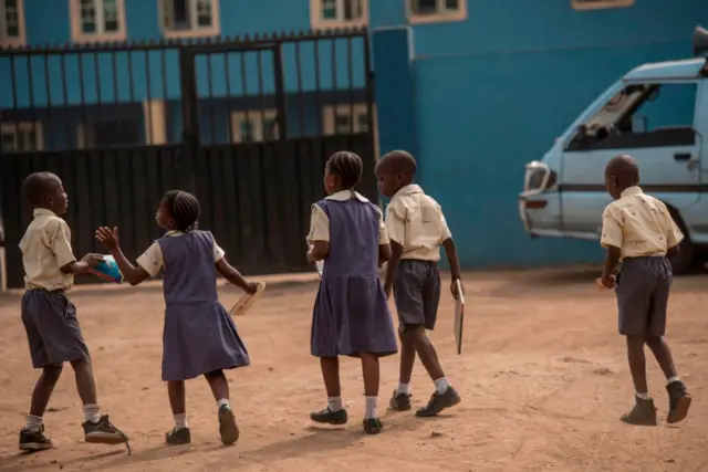 Uniformed schoolchildren in Nigeria.