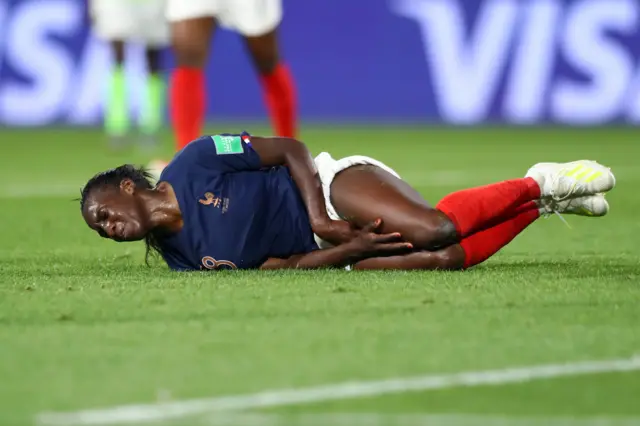 Viviane Asseyi of France goes down