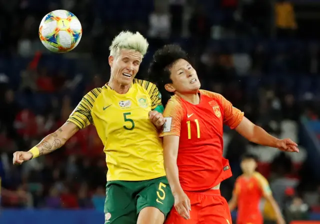 Janine Van Wyk playing in South Africa's last match against China