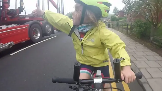 Rhoda Jones was riding on a trailer bike with her father Tom in Scotland