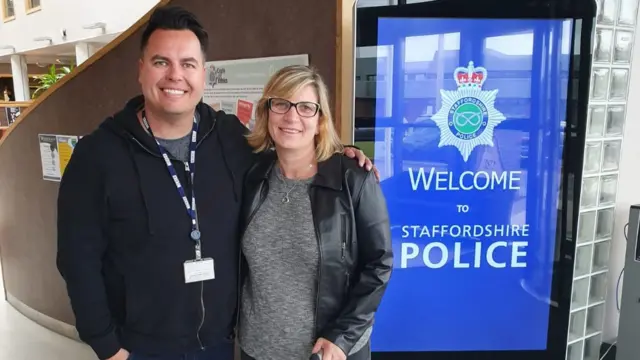 PC Claire Bond with BBC Radio Stoke's John Acres