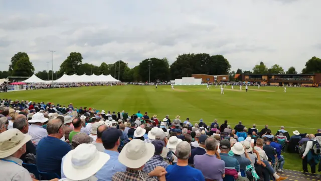 A general view of play at York Cricket Club during the match between Yorkshire and Warwickshire