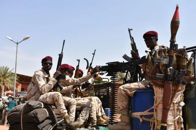 Sudanese security forces pictured on 18 June 2019.