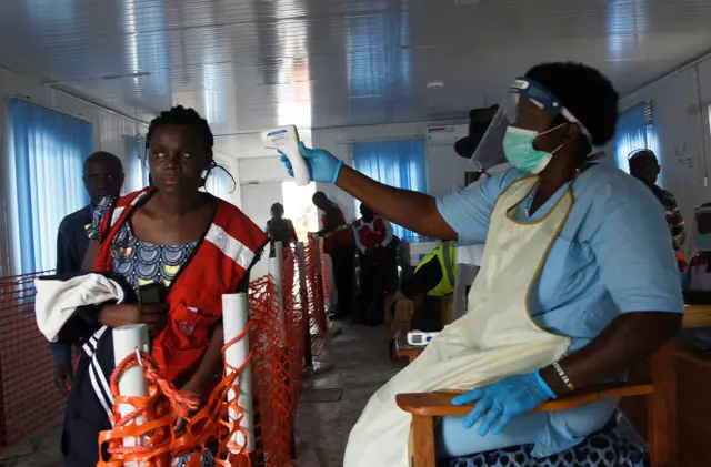 Person being screened for Ebola