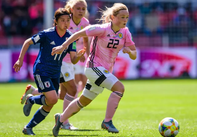 Erin Cuthbert in action against Japan