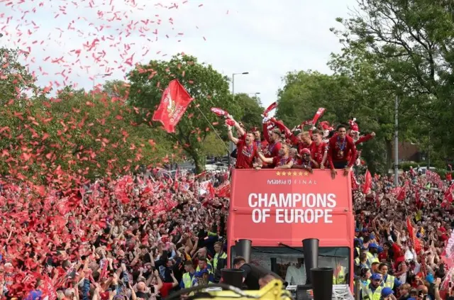 Liverpool parade through city