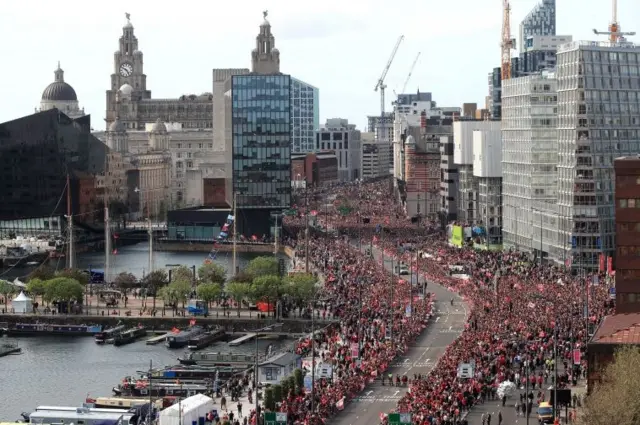 Crowds in Liverpool city centre