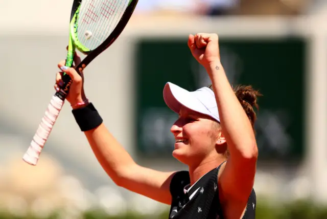 Vondrousova celebrates victory