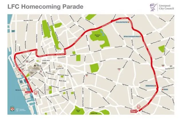 LFC parade route map