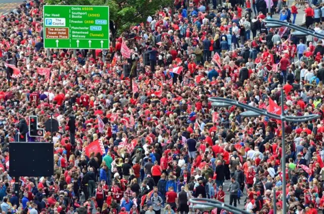 Crowds in Liverpool