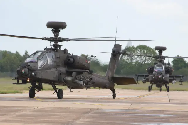 Two Apache helicopters