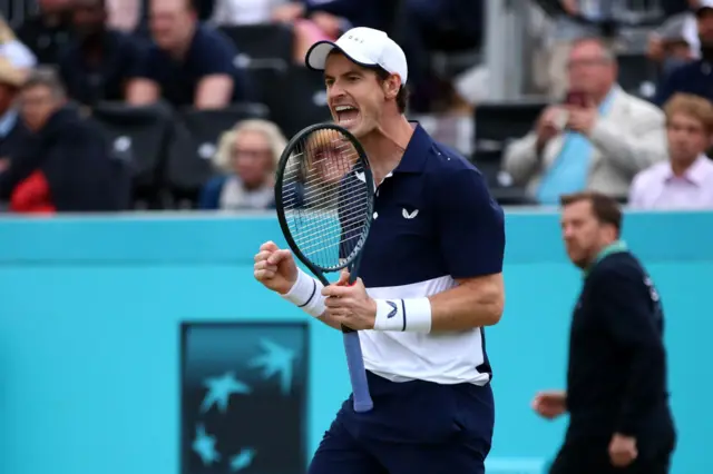 Andy Murray fist pumps in celebration