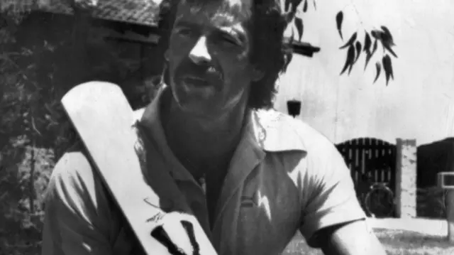 Dennis Lillee with aluminium bat