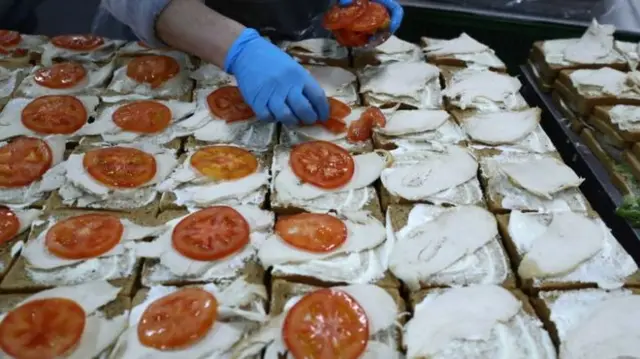 Sandwiches being prepared