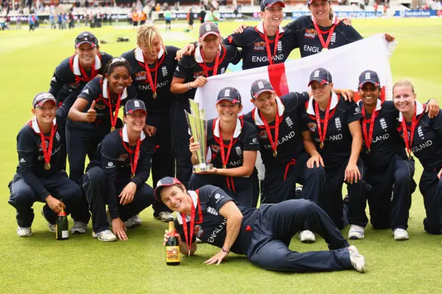 England celebrate winning the Women's World T20 in 2009