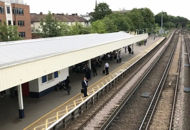 Surbiton station during strike