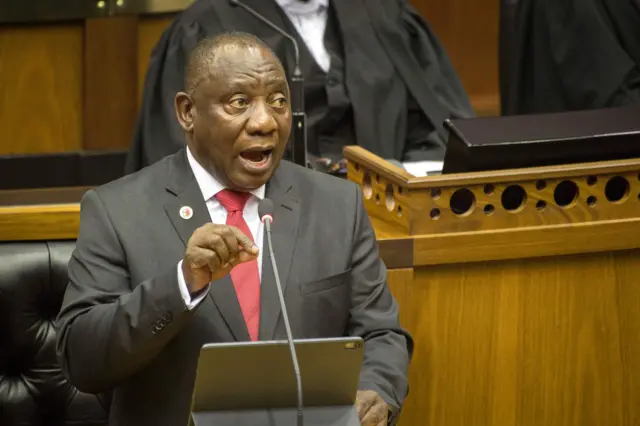 Cyril Ramaphosa in parliament