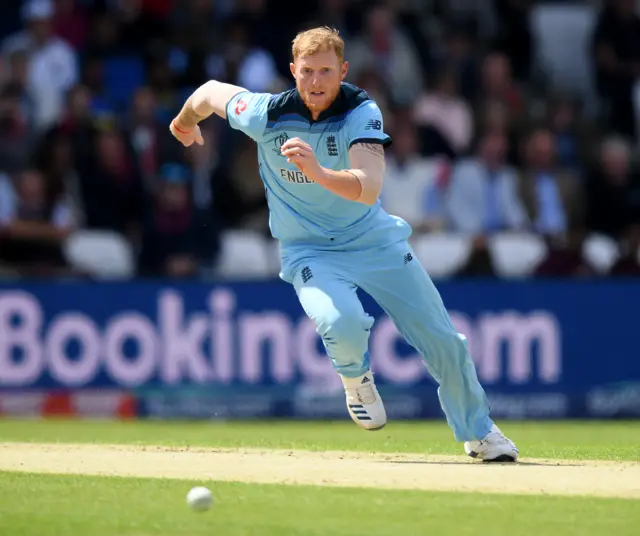 Ben Stokes of England chases down a ball