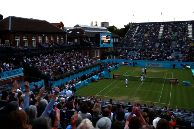 A dark centre court