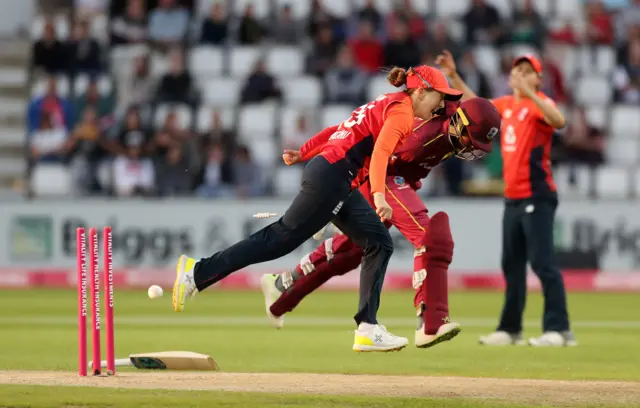 West Indies Stafanie Taylor survives a run out