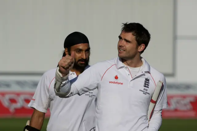 Jimmy Anderson and Monty Panesar at Cardiff