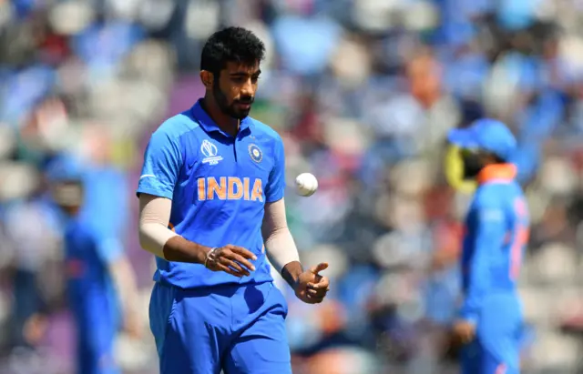 Jasprit Bumrah prepares to bowl