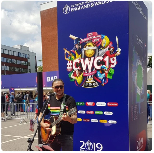 A musician at Old Trafford