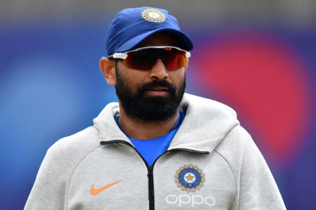 Mohammed Shami attends a training session at the Rose Bowl in Southampton