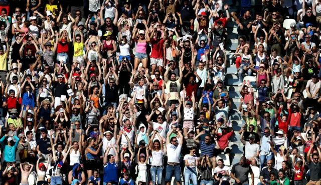 Fans watching Germany v Nigeria