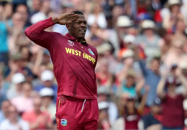 West Indies' Sheldon Cottrel