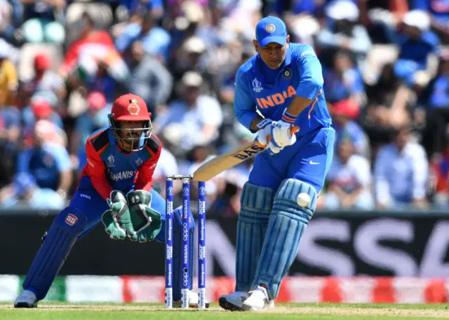 MS Dhoni bats v Afghanistan