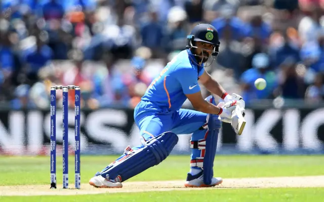 Kedar Jadhav of India bats