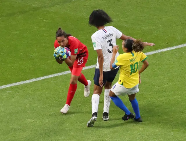 Marta, Sarah Bouhaddi and Wendie Renard