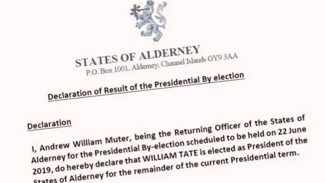 Alderney States president declaration